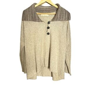 5 for $40 
Cris Barros Tan Baggy Peter Pan Collar Three Button Pull Over P/S